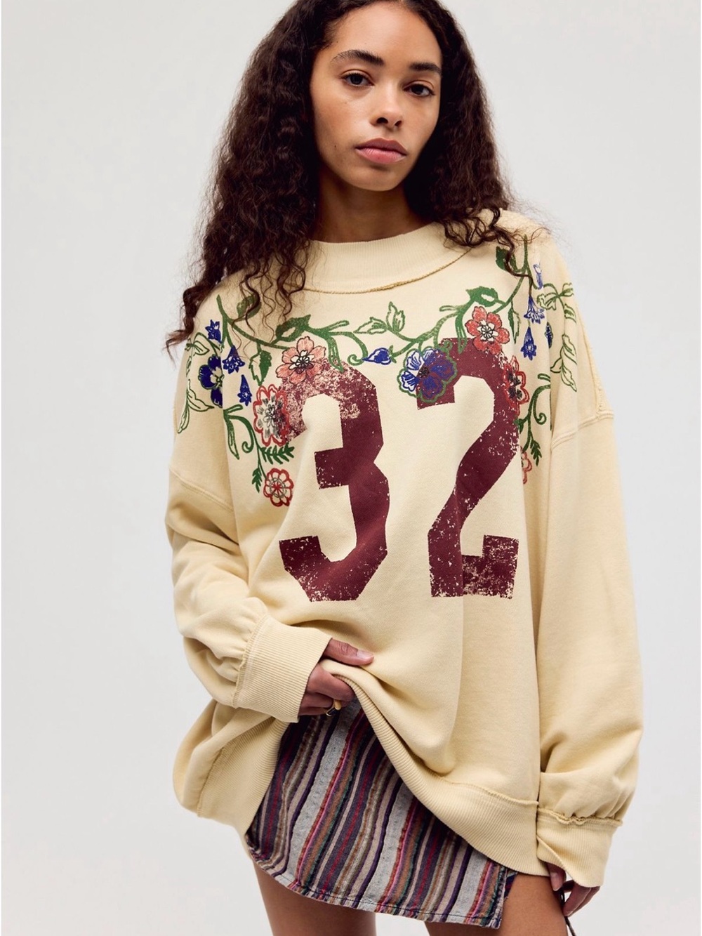 NWT We The Free People Palm Springs Floral Pullover Sweatshirt, size XS